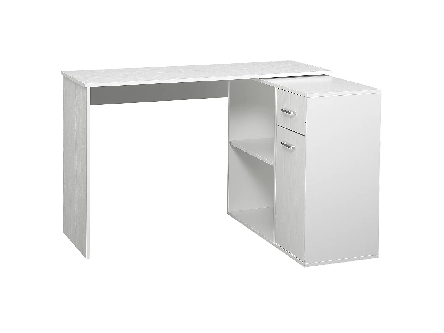Bureau d'angle ou droit modulable bibliothèque tiroir une porte blanc