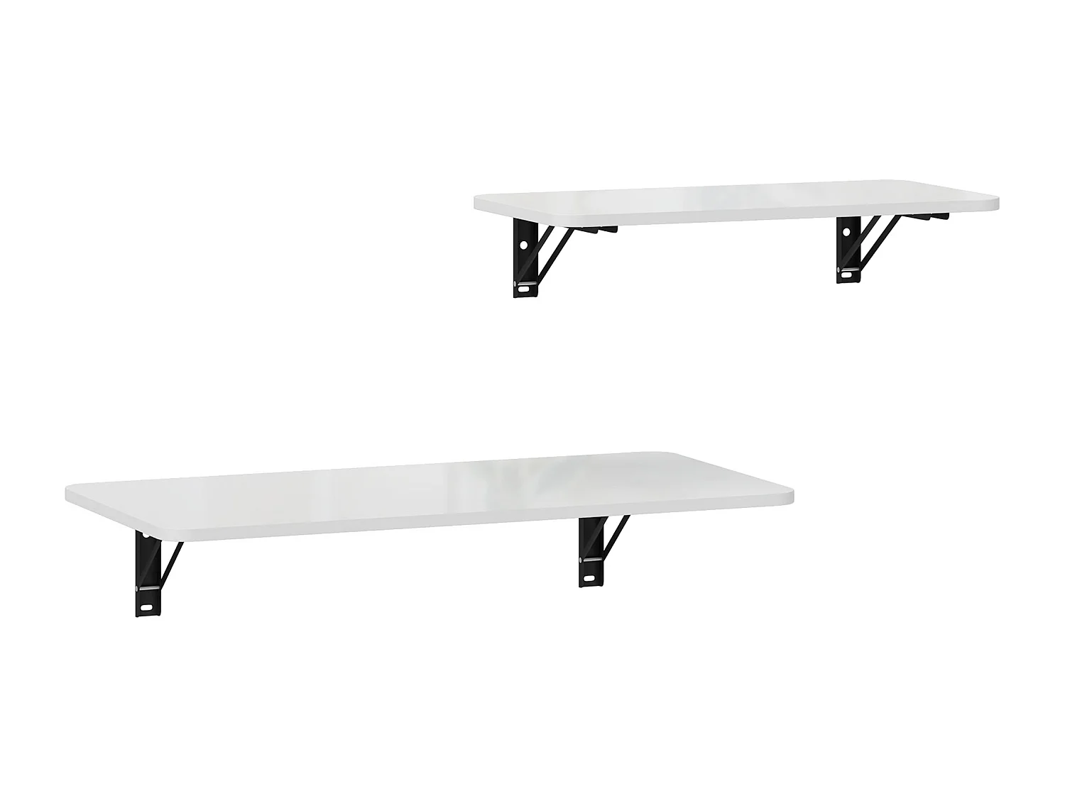 Lot de 2 tablettes rabattables - étagères murales pliables - métal noir blanc laqué