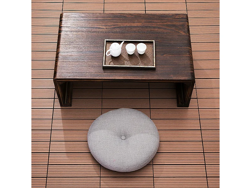 Lot de 11 dalles de jardin piscine 30 x 30 x 2,2 cm - clipsables, antidérapantes - HDPE effet bois