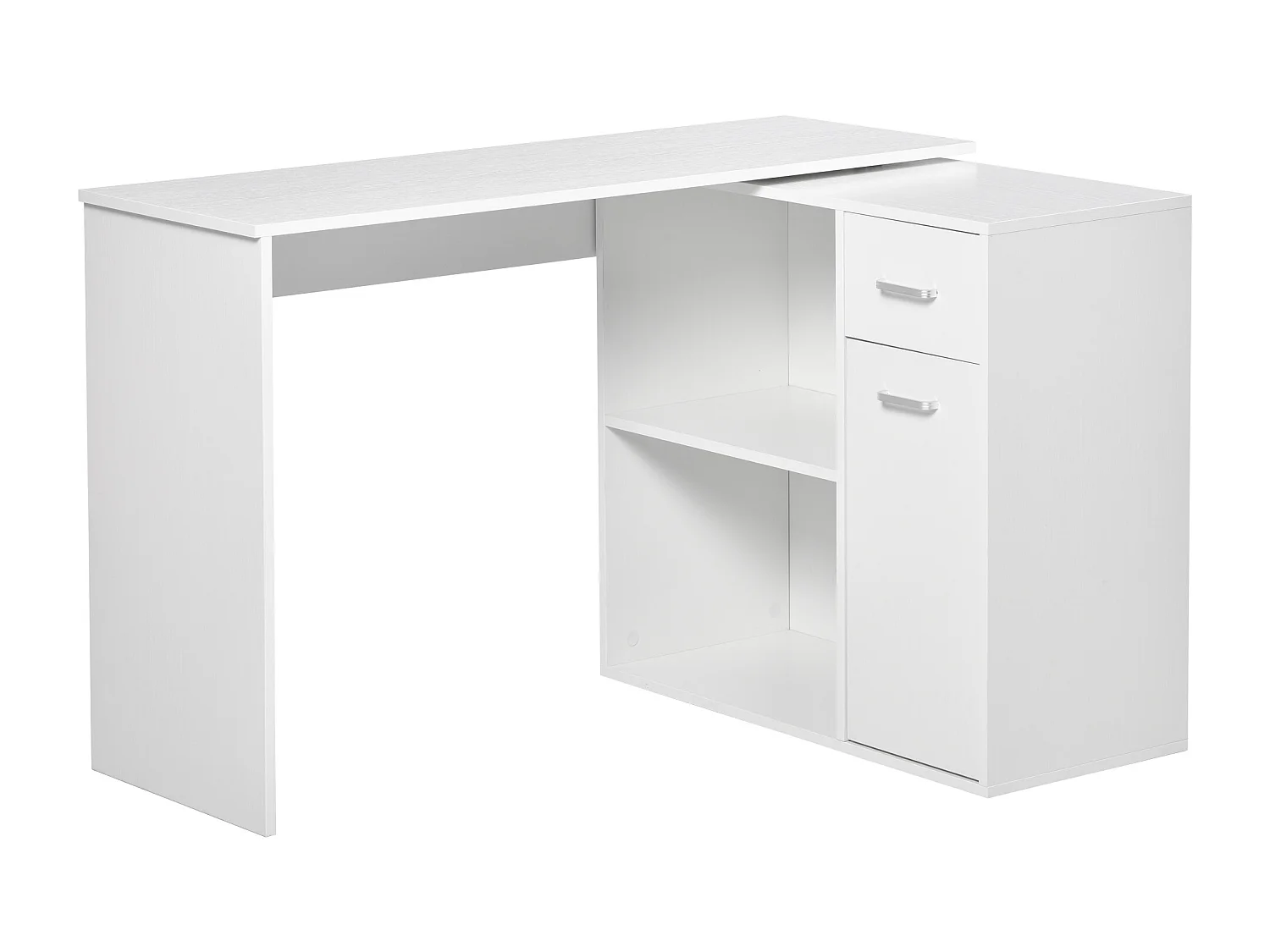 Bureau d'angle ou droit modulable bibliothèque tiroir une porte blanc