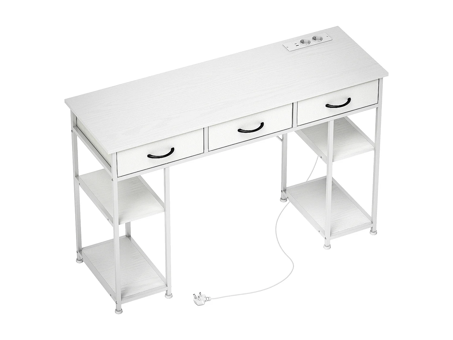 Bureau informatique multi-rangement 2 prises USB 2 prises secteur dim. 120 x 40 x 76 cm blanc