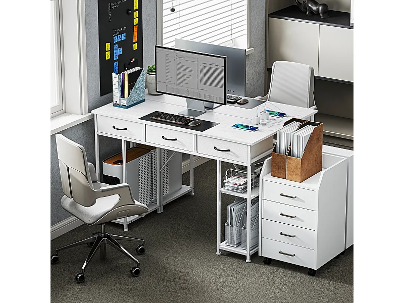 Bureau informatique multi-rangement 2 prises USB 2 prises secteur dim. 120 x 40 x 76 cm blanc