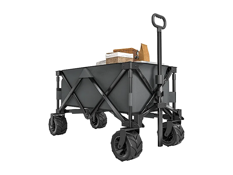 Chariot de transport pliable à roulettes - poignée télescopique - max. 70 Kg - métal noir oxford gris