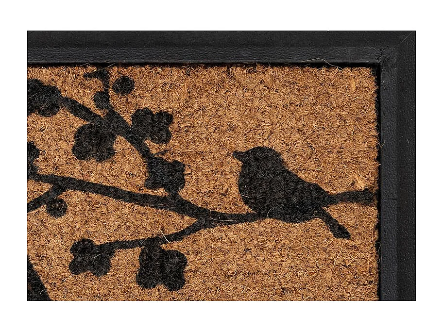 Paillasson en coco motif oiseaux avec dos latexé antidérapant – 120x40 cm