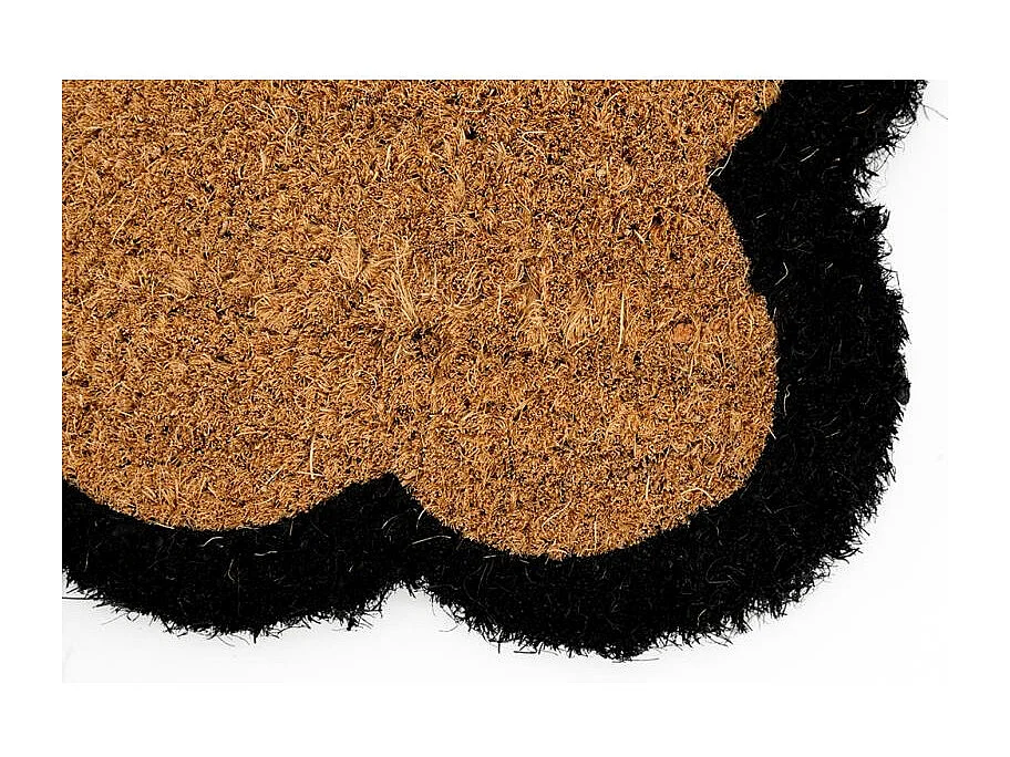 Paillasson en coco Bienvenue avec découpe arrondie et base antidérapante