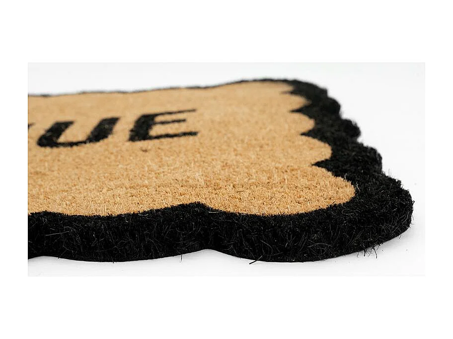 Paillasson en coco Bienvenue avec découpe arrondie et base antidérapante