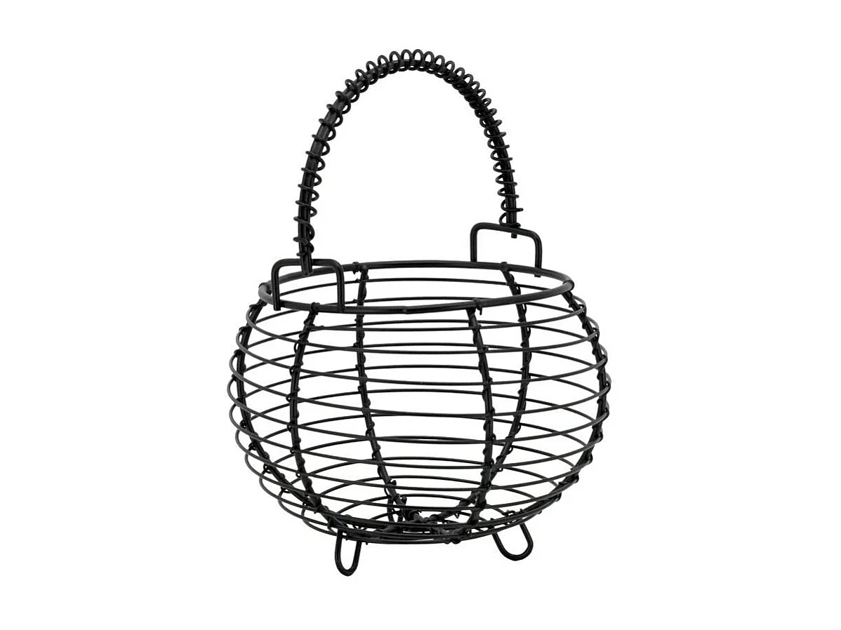 Panier à oeufs en métal noir avec anse mobile