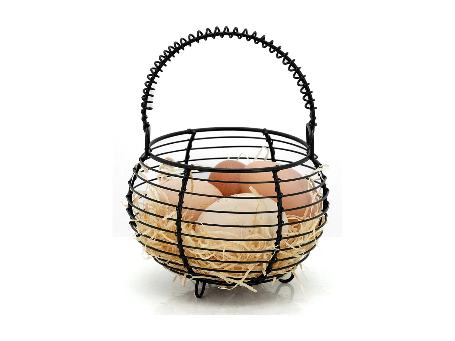 Panier à oeufs en métal noir avec anse mobile