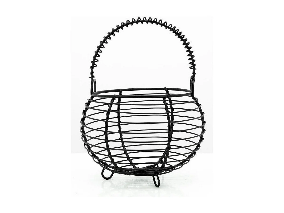 Panier à oeufs en métal noir avec anse mobile