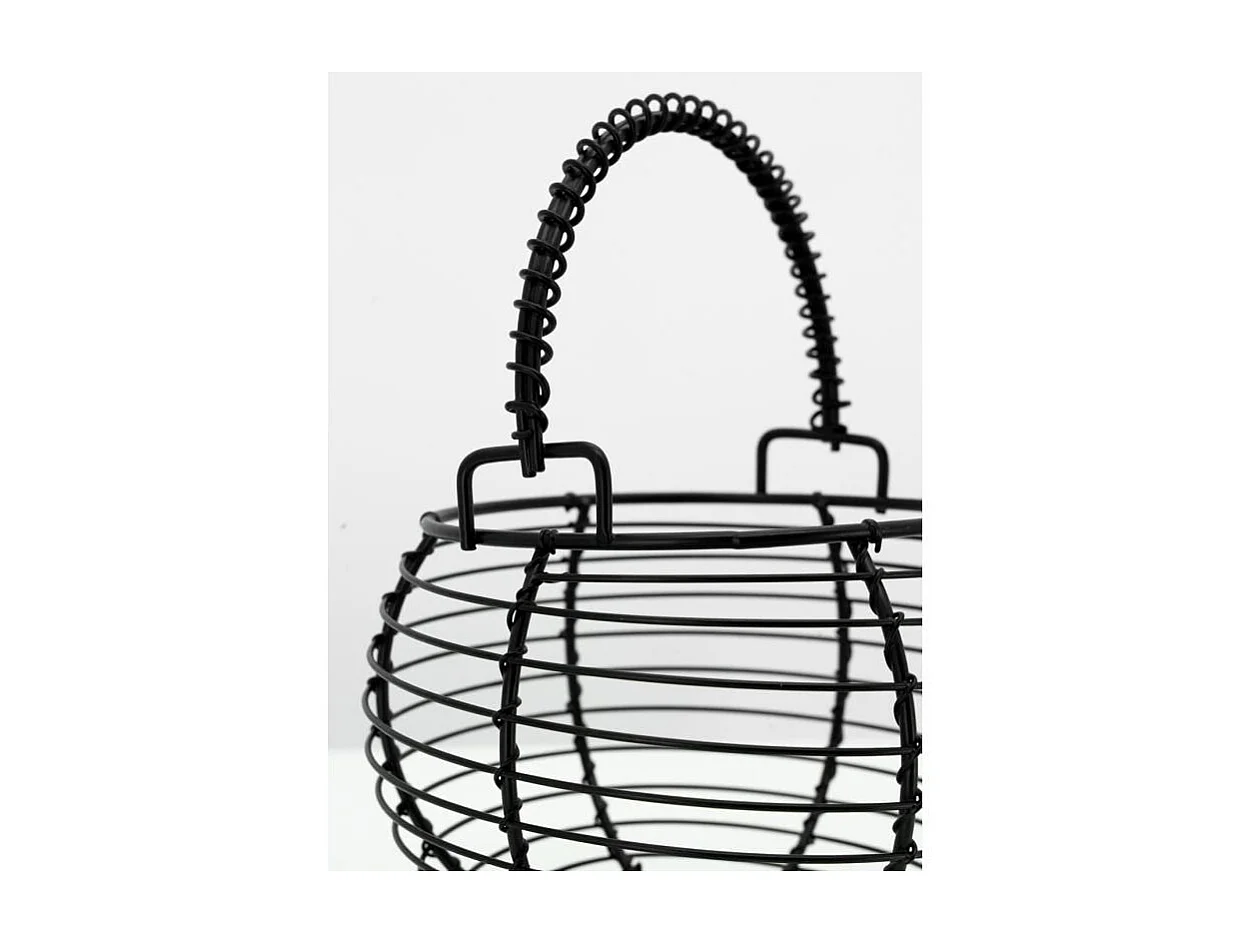 Panier à oeufs en métal noir avec anse mobile