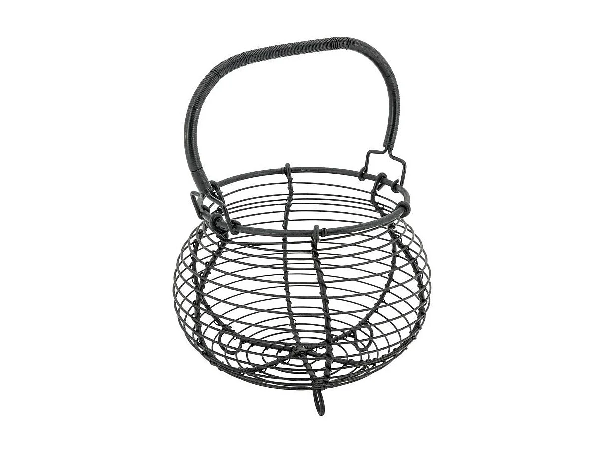 Panier à oeufs en métal noir avec anse mobile