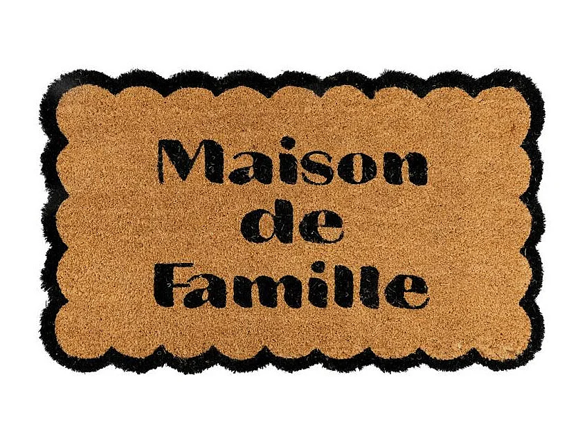 Paillasson en coco Maison de Famille avec découpe arrondie et base antidérapante
