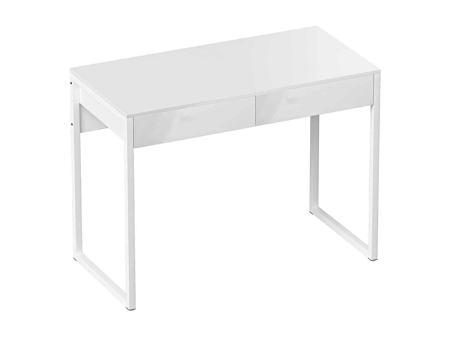 Bureau design blanc laqué dim. 100 x 50 cm - 2 tiroirs - acier MDF