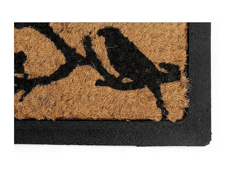 Paillasson en coco motif oiseaux avec dos latexé antidérapant – 70x40 cm