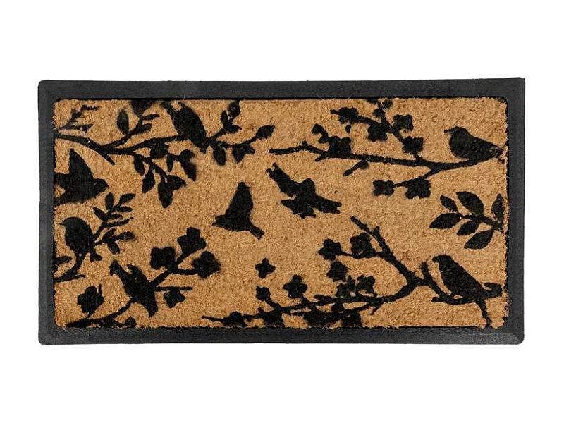 Paillasson en coco motif oiseaux avec dos latexé antidérapant – 70x40 cm