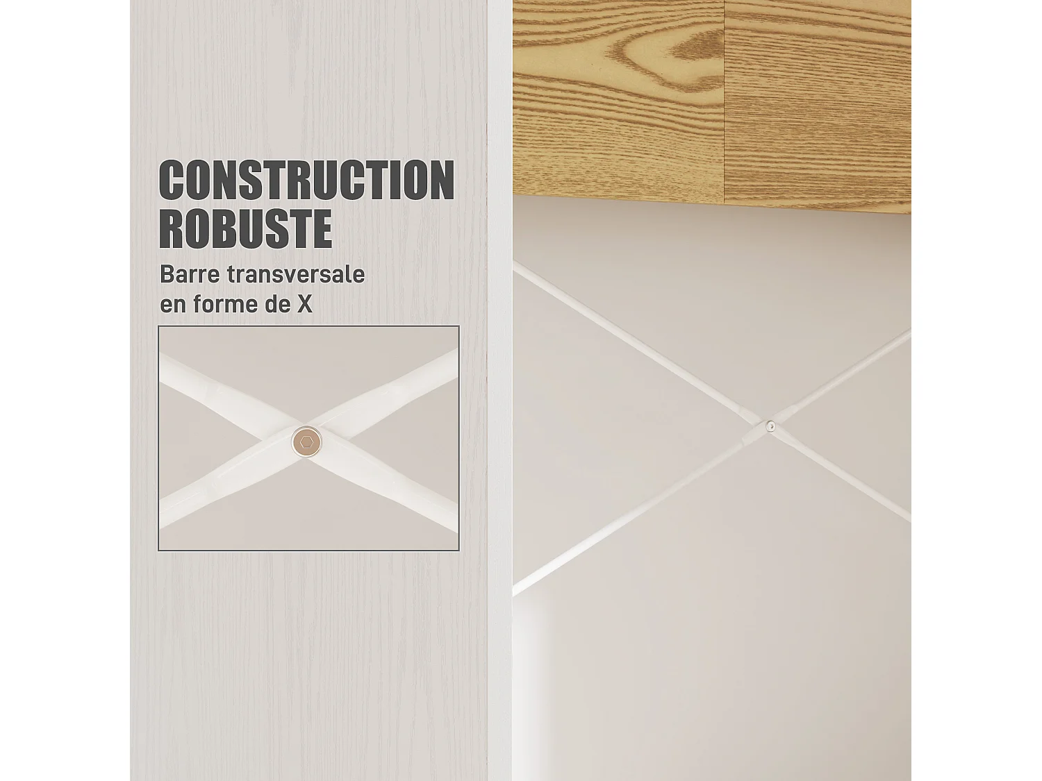 Bureau secrétaire style cosy - 2 niches, étagère - effet bois blanc et clair