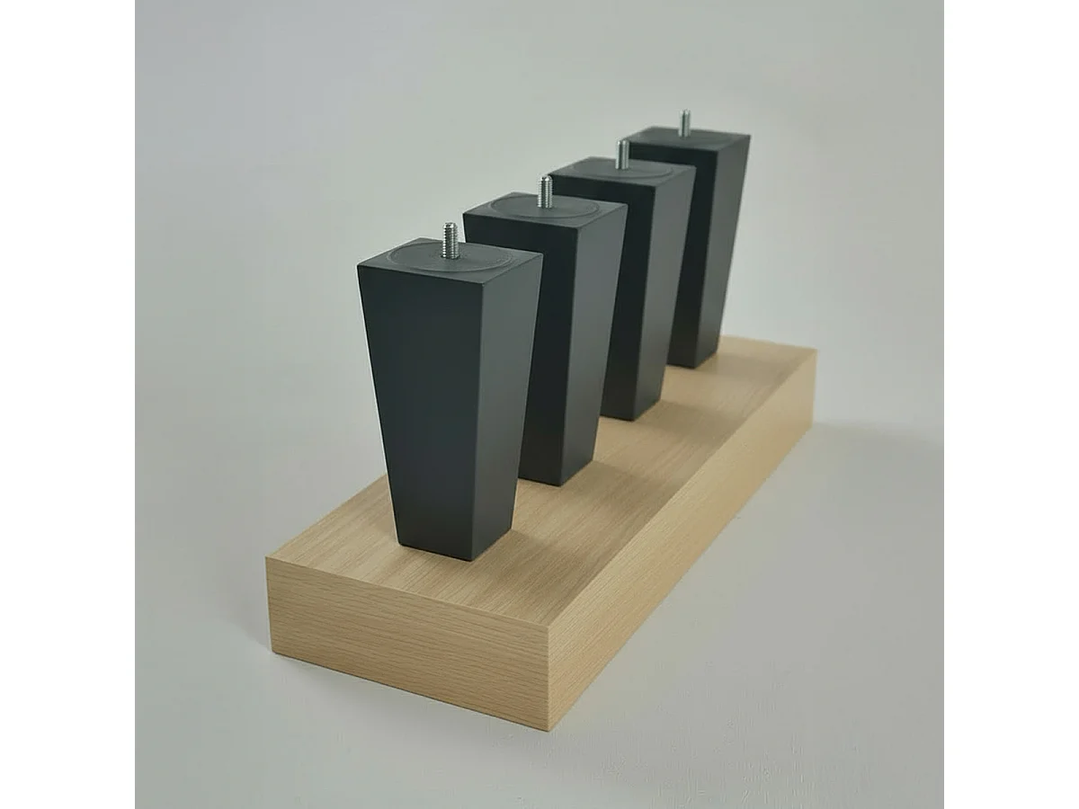 BELLECOUR LITERIE | Pied de lit triangulaire Gris Hauteur 16 cm (vendu à l'unité)