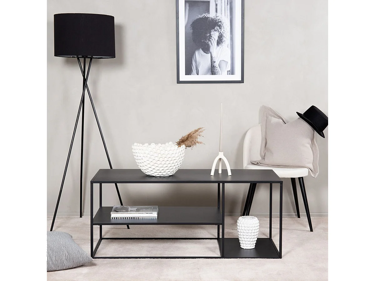 Staal table basse 1 étagère noir.