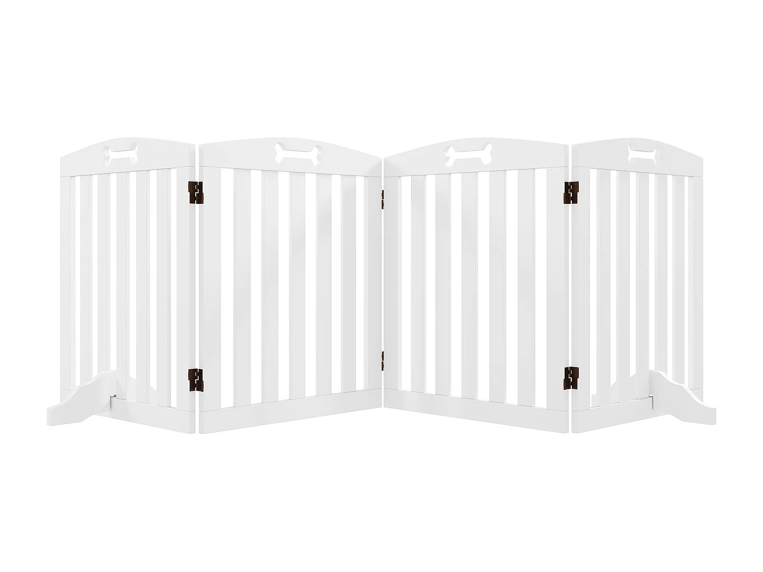 Barrière de sécurité chien pliable adaptable motif os - piètement support antidérapant - 207 x 30 x 61 cm - MDF blanc