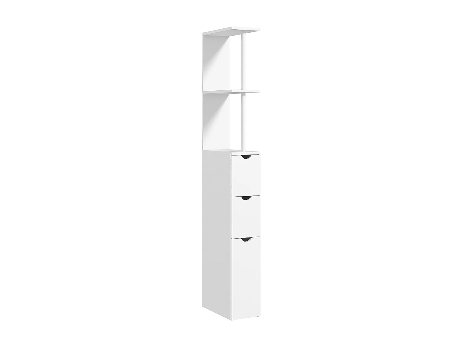 Colonne salle de bain style contemporain - 2 tiroirs, 2 étagères, porte - MDF métal blanc