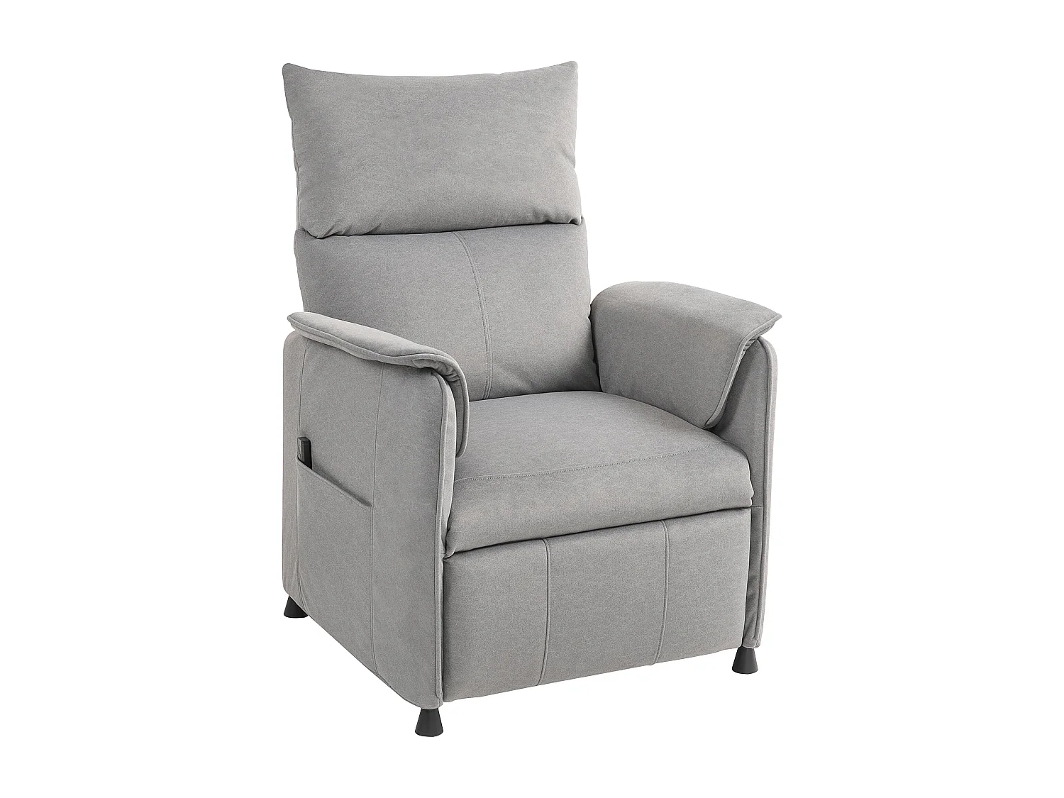 Fauteuil relax électrique inclinable repose-pieds rétractable télécommande velours gris