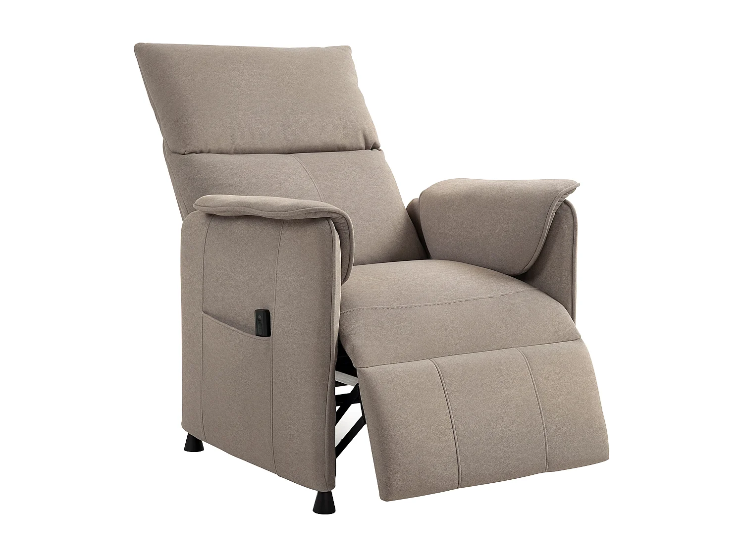 Fauteuil relax électrique inclinable repose-pieds rétractable télécommande velours marron