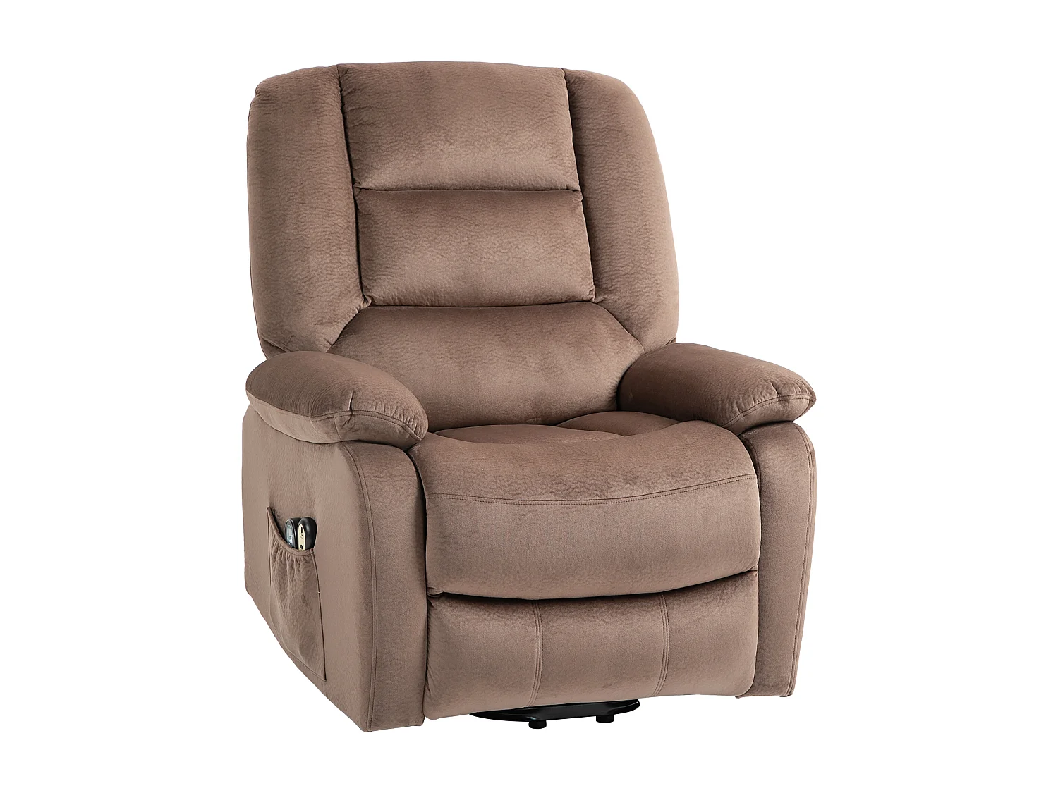 Fauteuil releveur massant chauffant inclinable repose-pied intégré effet velours marron