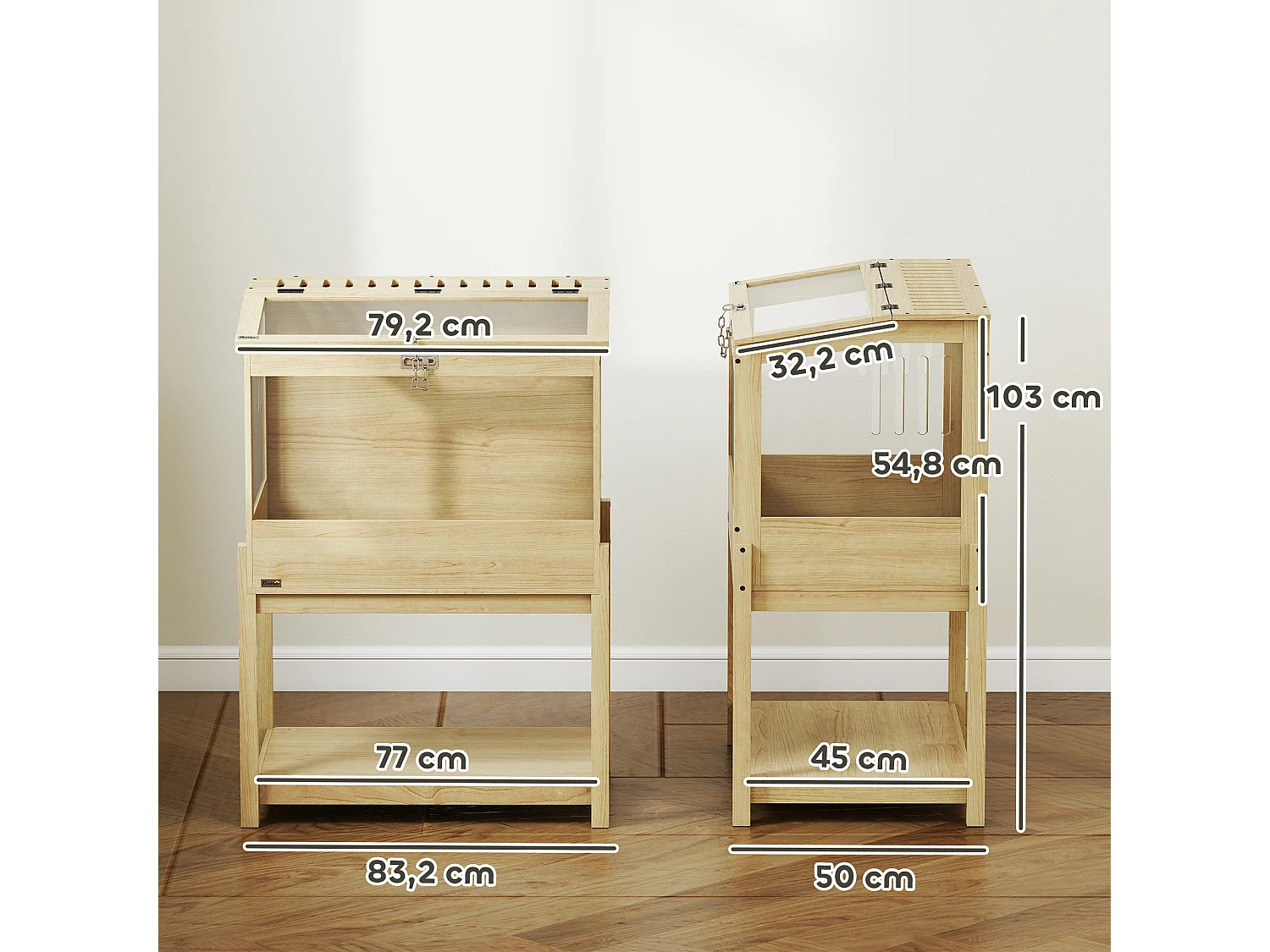 Cage à hamster rongeur en bois - toit ouvrant verrouillable, fenêtres acrylique, étagère - dim. 83 x 50 x 103 cm - MDF effet bois
