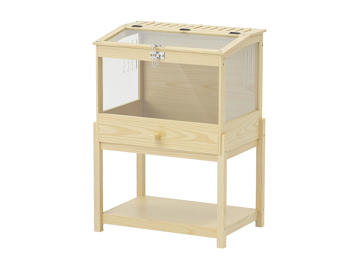 Cage à hamster rongeur en bois - toit ouvrant verrouillable, fenêtres acrylique, étagère - dim. 83 x 50 x 103 cm - MDF effet bois