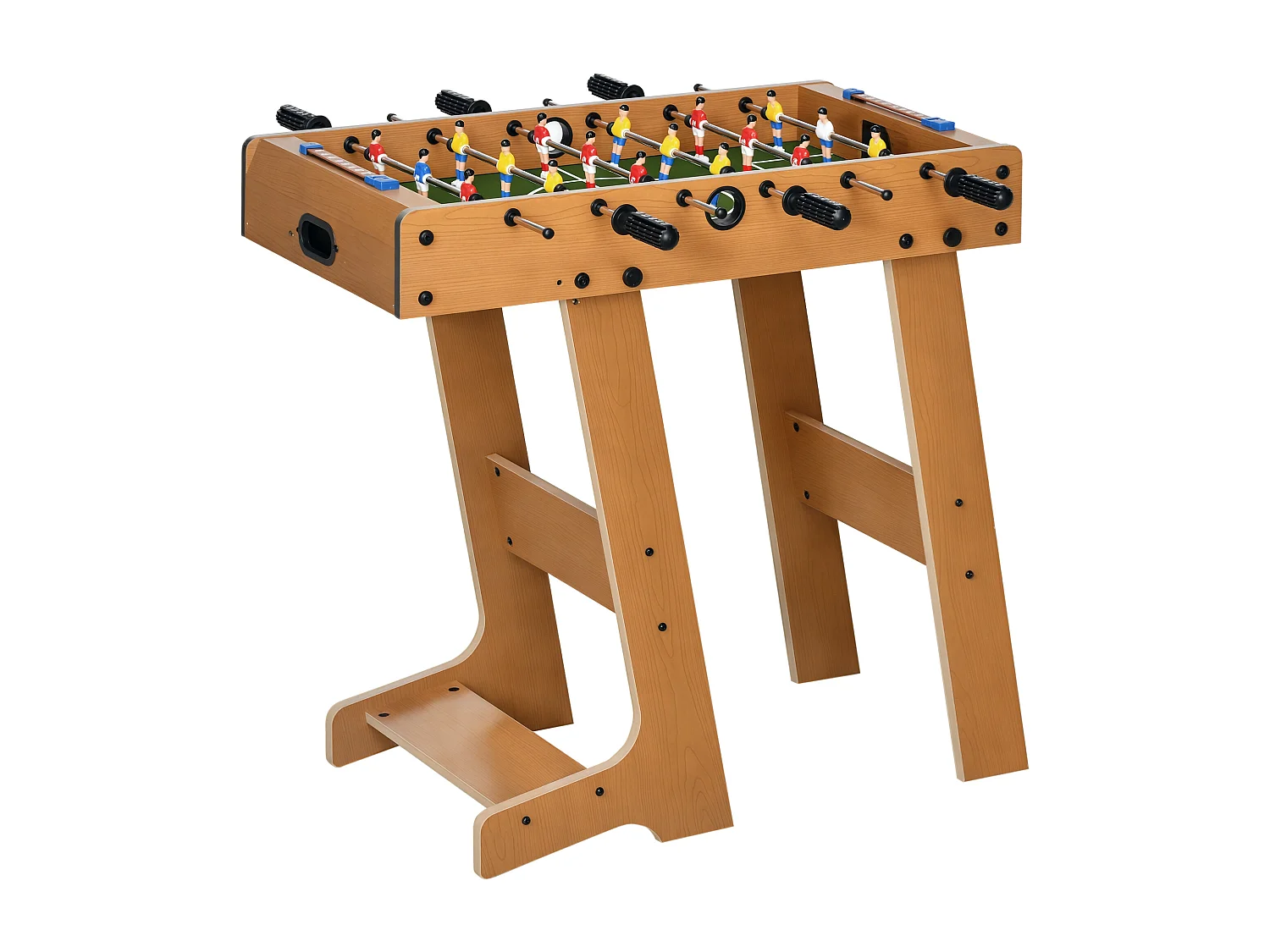 Babyfoot pliable - 18 joueurs, 2 ballons, 3 + 3 poignées, compteur - dim. 69 x 37 x 70 cm - MDF coloris bois