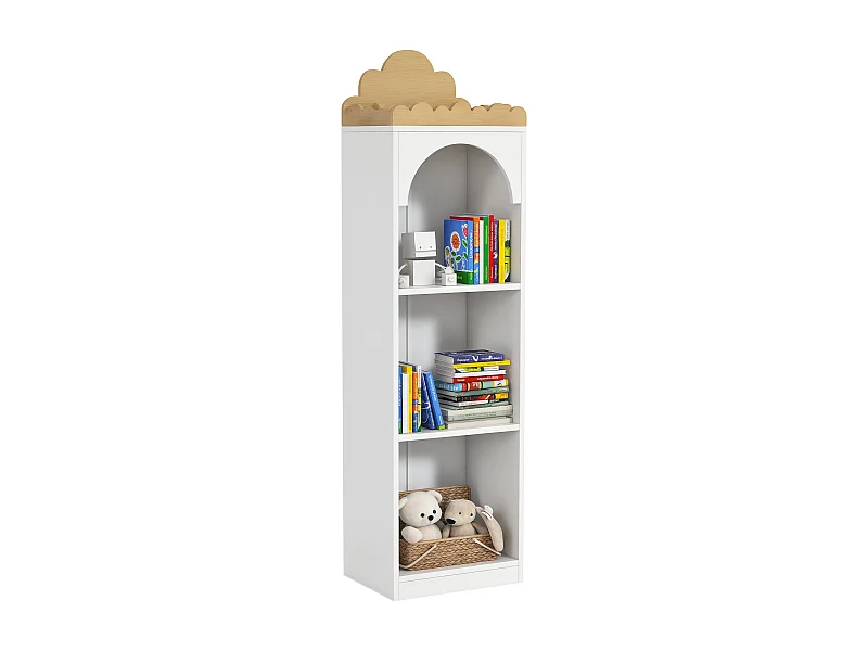 Bibliothèque enfant design nuage - 4 niveaux rangement - bois de pin MDF blanc