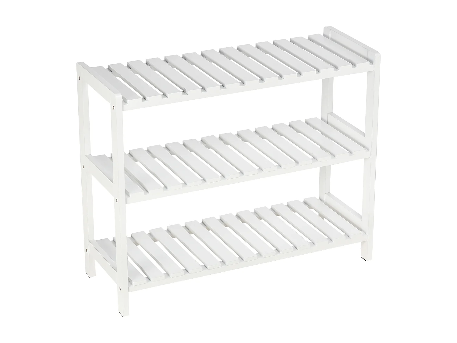 Meuble à chaussures range-chaussures 3 niveaux MDF bambou blanc