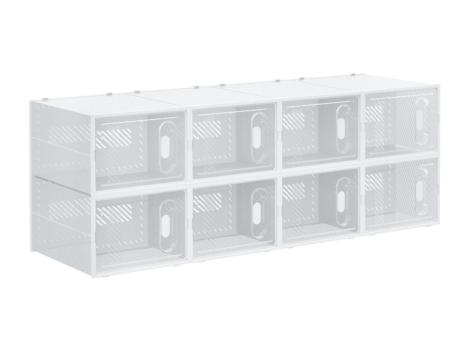 Étagère cube modulable - 8 cubes - meuble à chaussures - PP blanc transparent