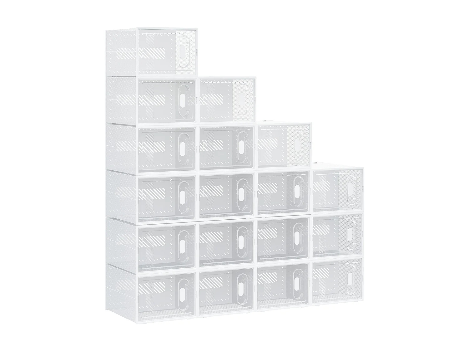Étagère cube modulable - 18 cubes - meuble à chaussures - PP blanc transparent