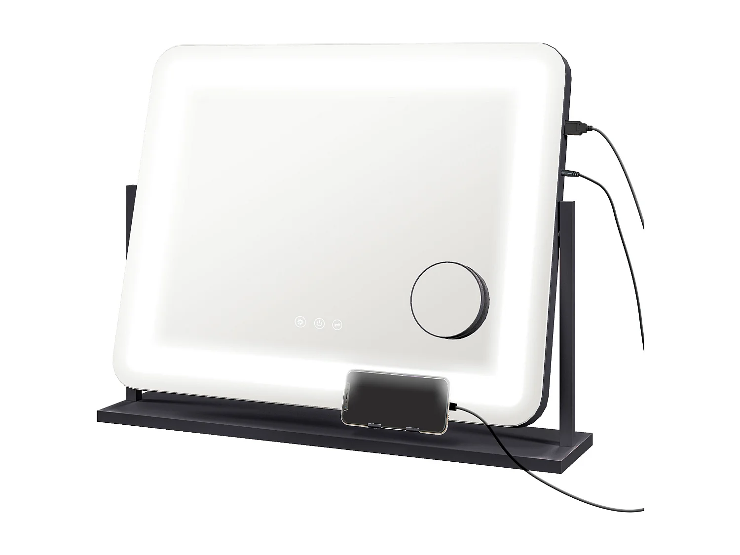 Miroir lumineux LED 3 modes d'éclairage grossissement 10X rotation à 360° port charge USB