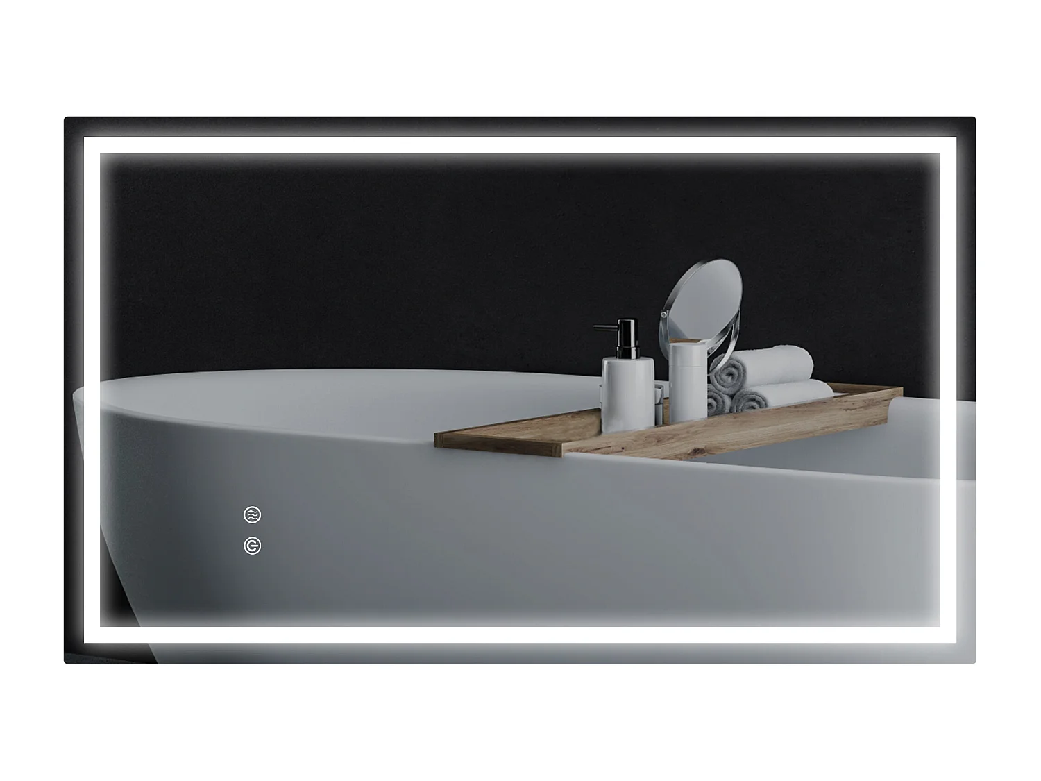 Miroir LED mural de salle de bain - 100L x 60H cm - luminosité réglable 3 couleurs - interrupteur tactile - système antibué