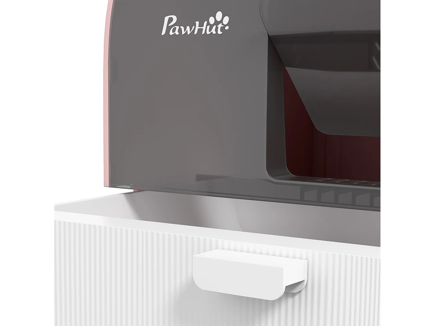 Maison de toilette bac à litière pour chat avec porte battante, pelle et filtre inclus dim. 43L x 44l x 47H cm PP rose