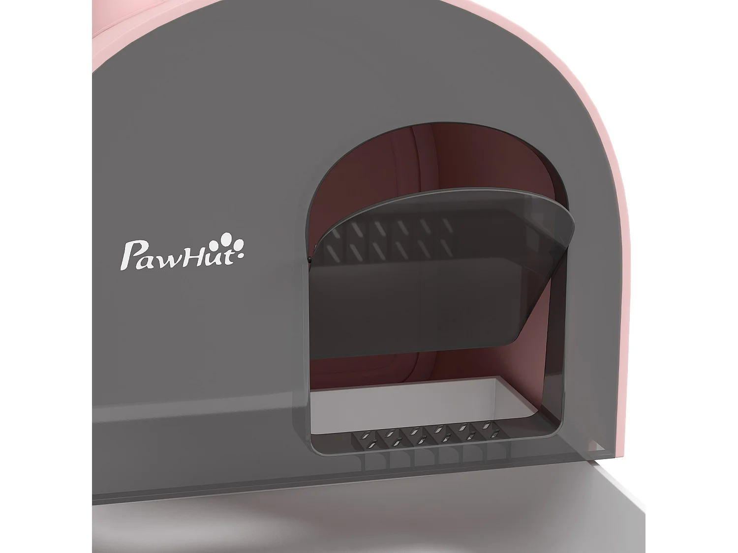 Maison de toilette bac à litière pour chat avec porte battante, pelle et filtre inclus dim. 43L x 44l x 47H cm PP rose