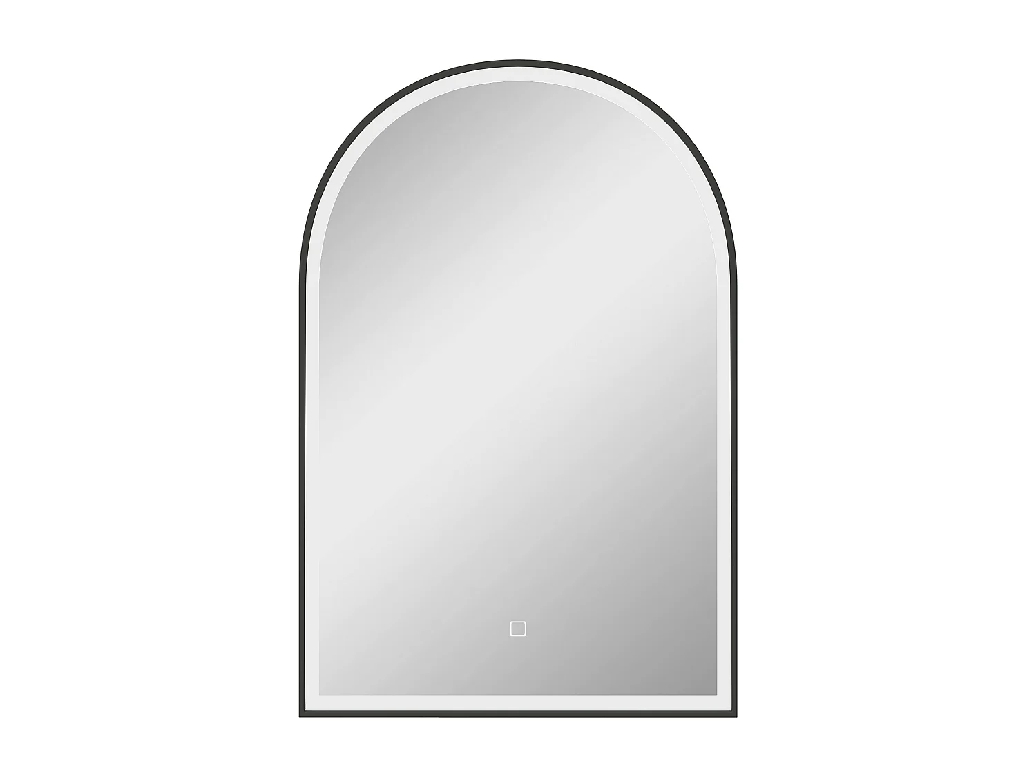 Miroir lumineux LED arqué de salle de bain 90 x 60 cm - tactile, réglable, anti-buée - alu noir