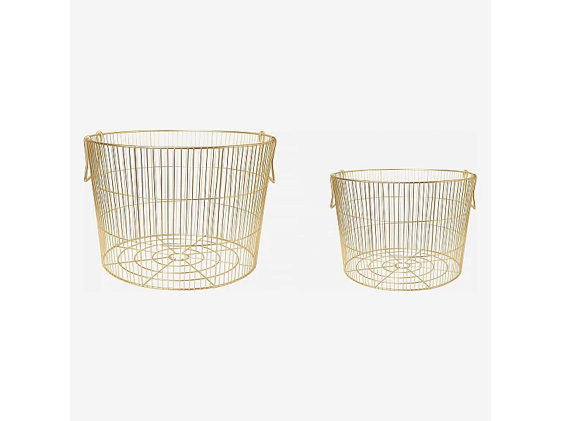 Habitat - Lot de 2 paniers de rangement en métal - Doré - Alo