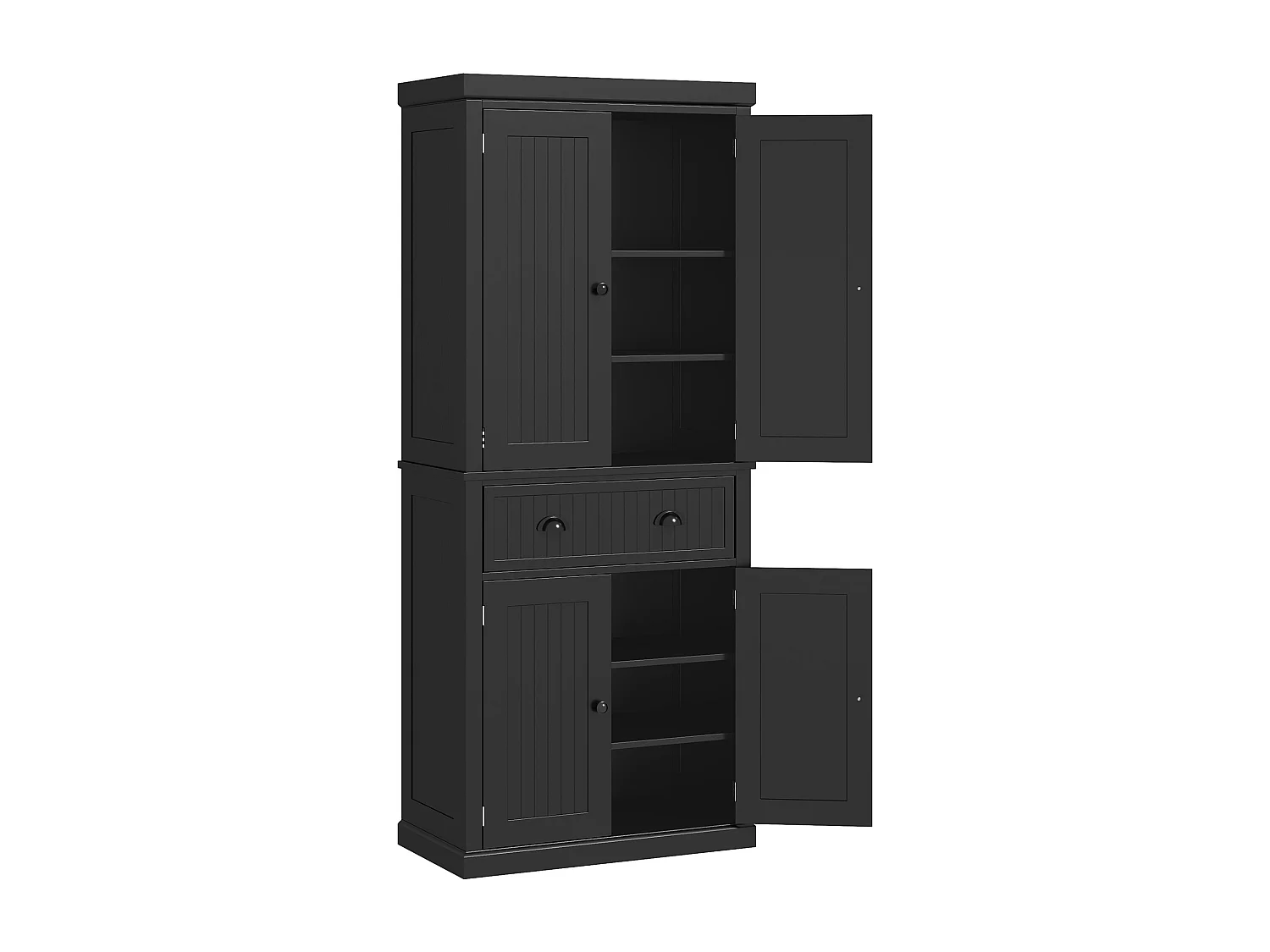 Buffet haut multi-rangement - 4 portes, grand tiroir - dim. 76L x 40l x 183H cm - panneaux MDF noir