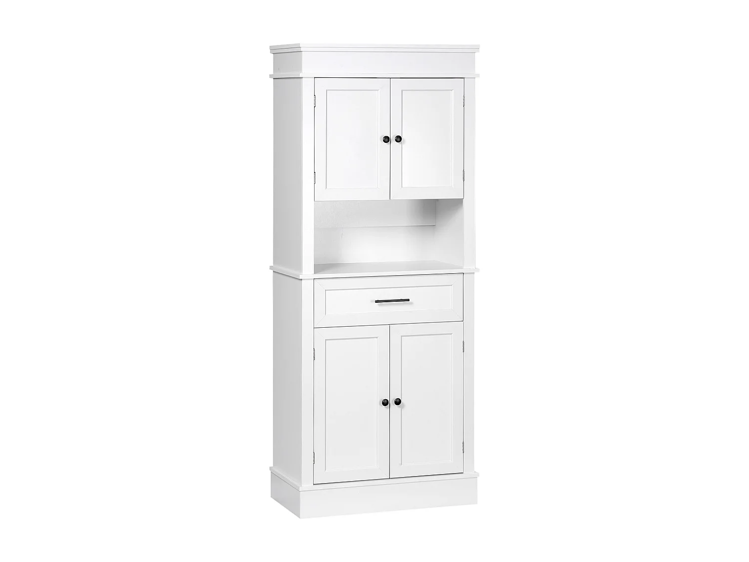 Buffet haut armoire de cuisine multi-rangement 2 placards 2 portes tiroir niche MDF panneaux blanc