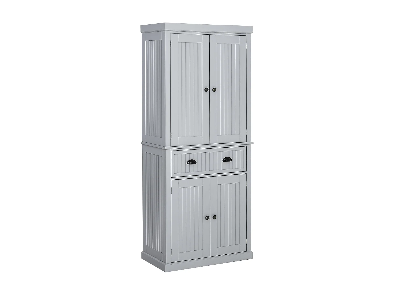 Buffet haut multi-rangement - 4 portes, grand tiroir - dim. 76L x 40l x 183H cm - panneaux MDF gris