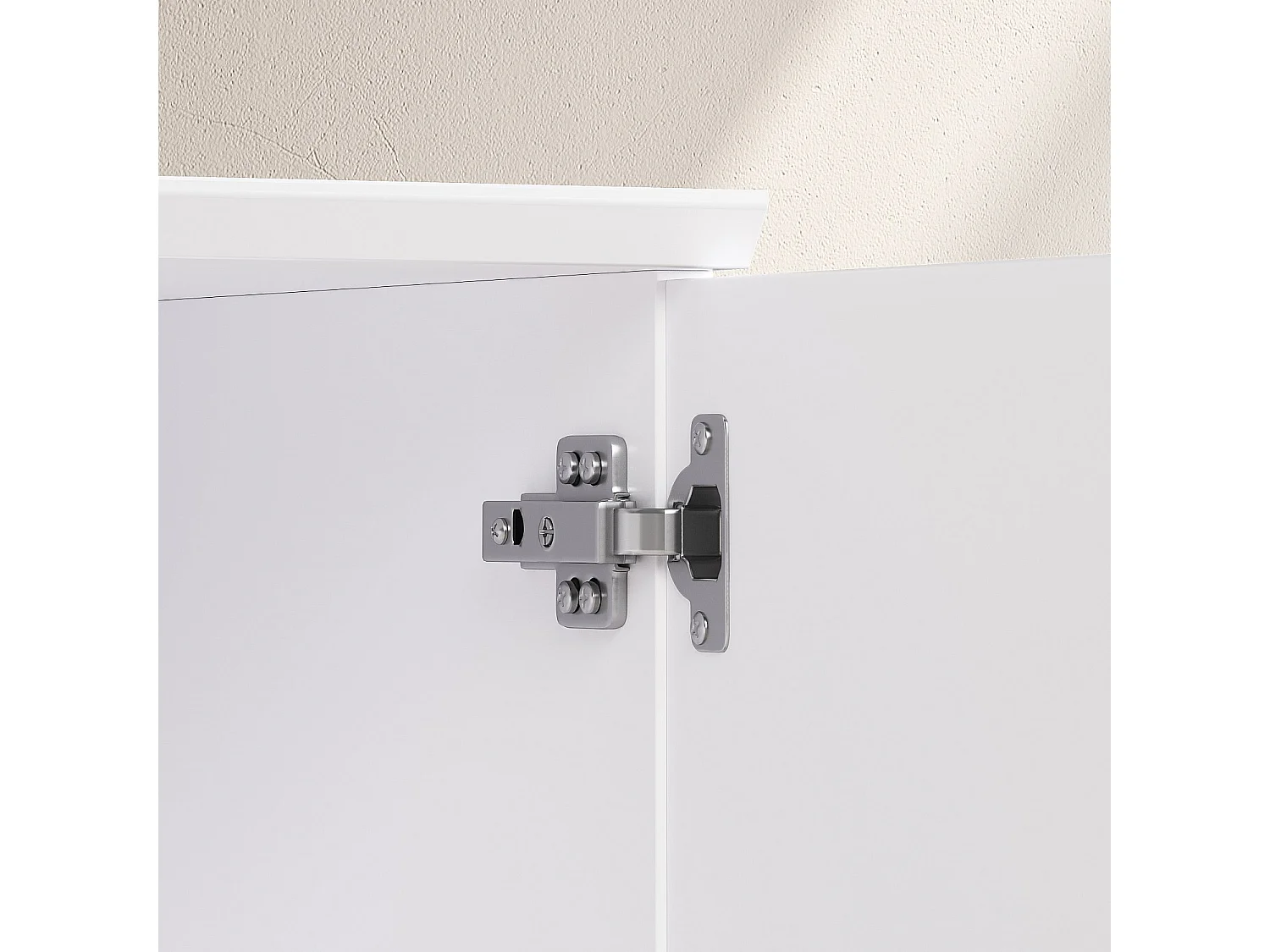 Habitat - Meuble TV avec portes coulissantes et pieds en métal - Blanc polaire - Agnes