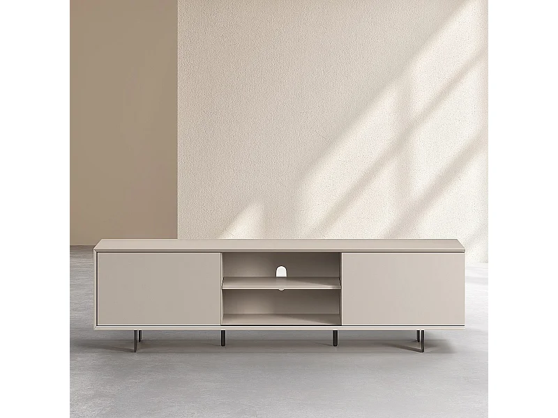 Habitat - Meuble TV avec portes coulissantes et pieds en métal -  Crème - Agnes