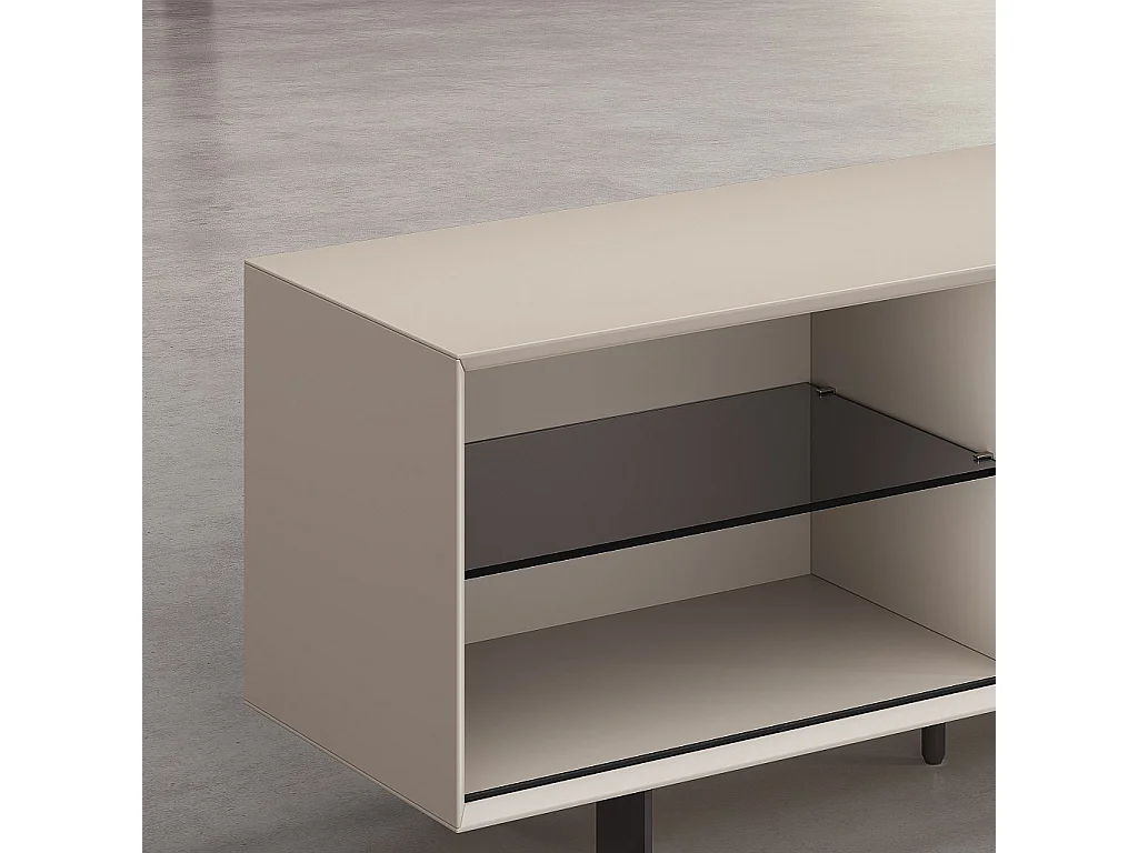 Habitat - Meuble TV avec portes coulissantes et pieds en métal -  Crème - Agnes