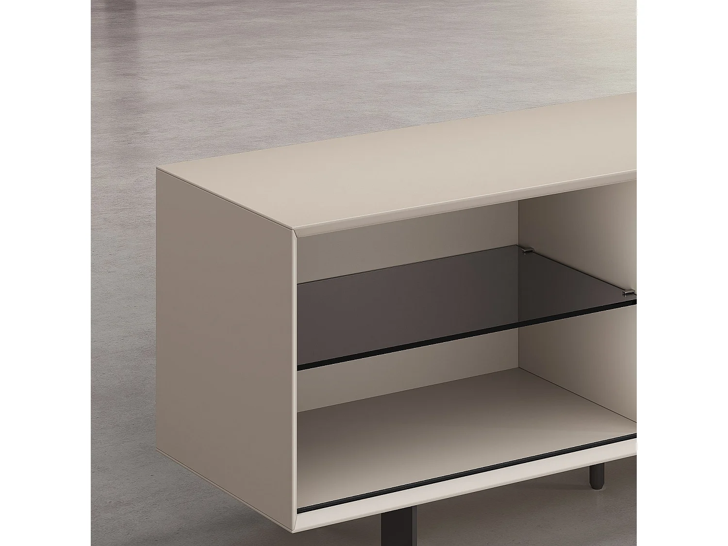 Habitat - Meuble TV avec portes coulissantes et pieds en métal -  Crème - Agnes