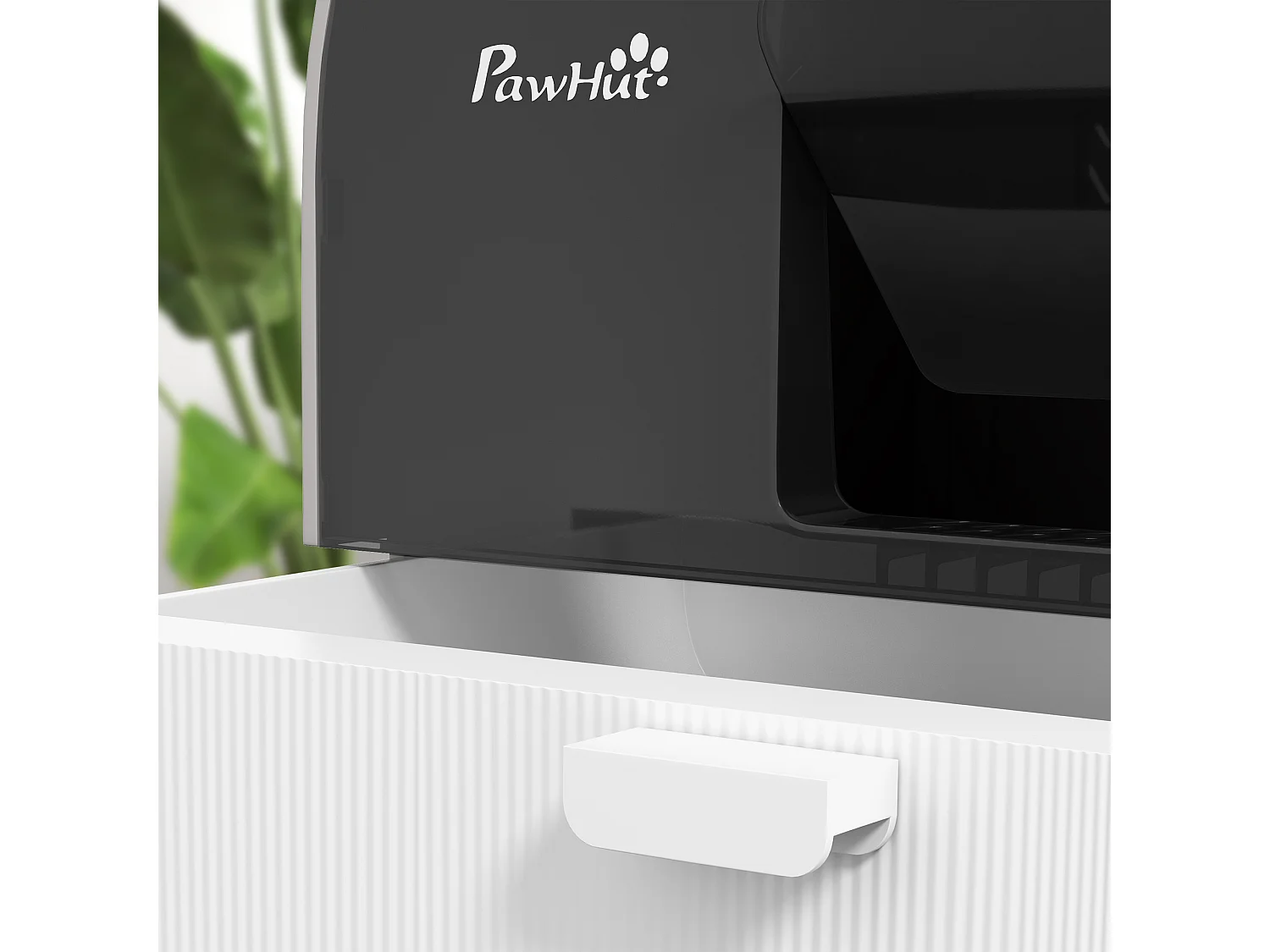 Maison de toilette bac à litière pour chat avec porte battante, pelle et filtre inclus dim. 43L x 44l x 47H cm PP gris