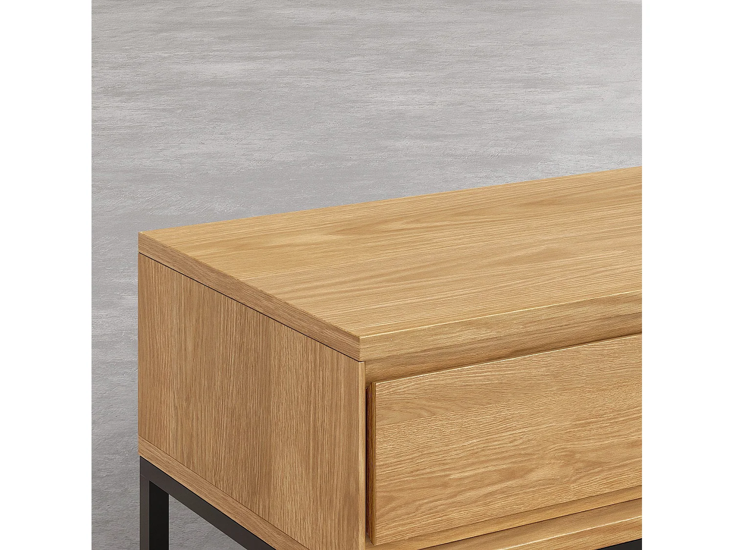 Habitat - Meuble TV 3 tiroirs en chêne et métal noir - Naturel - Design by Hélèna Pille - Flavie