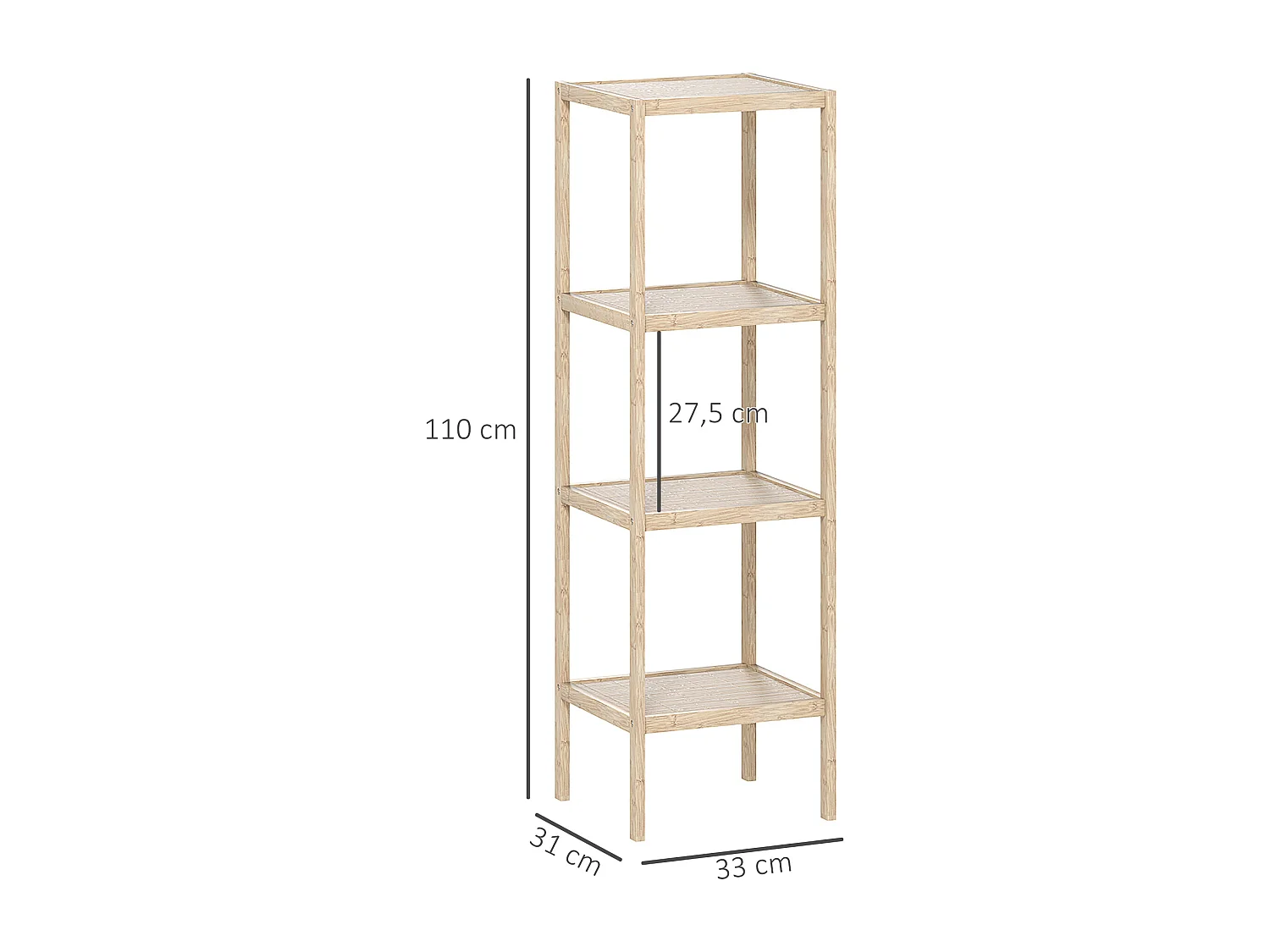 Colonne salle de bain style cosy bambou 4 niveaux H.110 cm